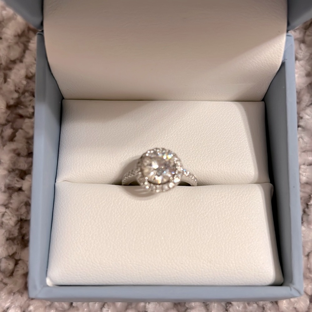14K Moussanite Halo Ring  DEW 1.82 Size 5